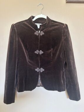 Vintage Sakowitz Brown Velvet Mandarin Collar Jacket, Joe Frank of Houston